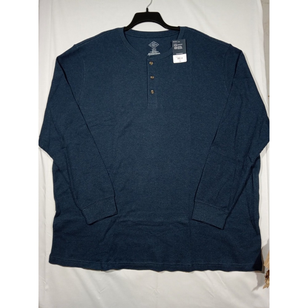 St John's Bay  Men's  Thermal Henley 4XLT Supersoft Navy Heather Waffle Knit
